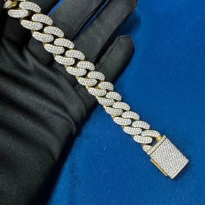 สร้อยข้อมือเพชรโมอิส925เงินสเตอร์ลิง15มม. ทำด้วยมือสร้อยข้อมือเครื่องประดับฮิปฮอปคิวบา - Product Image 4