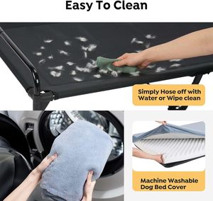 Поднятая кровать для собак, охлаждающая уличная большая кровать для домашних животных, трехстороннее ограждение, квадратная конструкция, съемное покрытие, моющиеся маленькие животные - Product Image 6