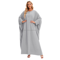 Vêtements modestes pour femmes musulmanes, robe ample, abaya de prière, manches chauve-souris, couleur unie, abaya maxi, robe indienne