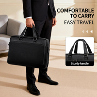 Porte-documents de luxe portable en cuir pleine fleur pour homme, idéal pour le bureau et les affaires, avec double poignée