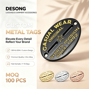 Custom Metal Garment <b>Tags</b> 3D Embossed Logo Label Adhesive Gold Silver Rose Gold Finish for Clothing Accessories - Product Image 1