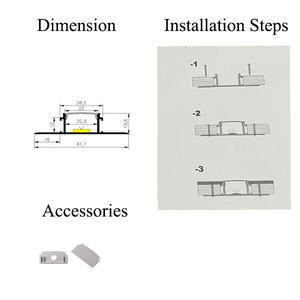 Led nhựa xây dựng hồ sơ nhôm lõm tuyến tính hệ thống chiếu sáng 61*13 Mét - Product Image 3