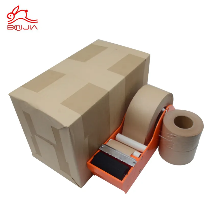 カスタム書き込み可能な水活性化ブラウン強化エコパッケージ自己粘着性ガムロゴ付きカスタム印刷クラフト紙テープ
