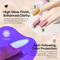 Couche de base pour les ongles sans Hema MissGel personnalisée OEM Marque privée TPO Gel Uv Soak off 15ml sans HEMA ni TPO Couche de finition sans essuyage
