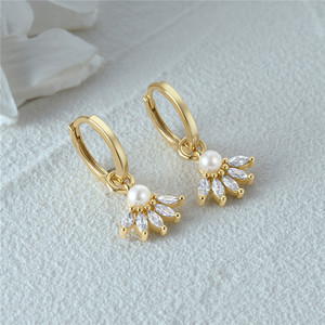 Pendientes de Perlas de Circonio CANNER, Oro de 18K, Plata de Ley 925, Forma de Ojo Marquesa, Pendientes de Aro con Diamantes y Perlas para Mujer, Regalos - Product Image 2