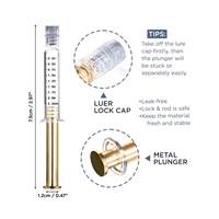 1ml 2.25ml 3ml 5ml 10ml Seringue Borosilicate Piston Plastique Doré Argent Métal Piston Seringue Verre 1ml Luer Lock Syinge
