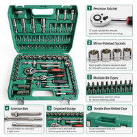 Ensemble d'outils à main polyvalents en acier au chrome-vanadium CR-V de 94 pièces, kit d'entretien automobile OEM, coffret rigide, hauteur réglable
