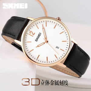 Skmei Minimalist Quartz Watch Rose Gold Round Analog Calendar Ladies Watch 8mm Thickness 30M Waterproof Stainless Steel Buckle - Product Image 4