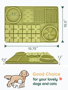 Silicone Slow Feeder Lick Mat with <b>Bowls</b> for <b>Dogs</b> Cats <b>Small</b> Animals Non Slip Easy Clean Indoor Use Geometric Pattern - Product Image 5