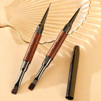 Ensemble de pinceaux à ongles artistiques de haute qualité, boîte en bois, logo personnalisé, nouveau modèle, pinceau plat ovale, manche en métal, conçu pour le gel