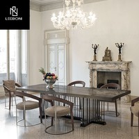 Meubles sur mesure pour projets de villas : Tables et chaises de salle à manger carrées en marbre turc, gain de place, sur mesure