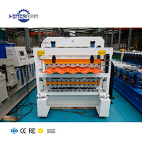 Azulejo de paso esmaltado corrugado Tr5 Techo trapezoidal Hoja corrugada Máquina formadora de rollos de techo de tres capas