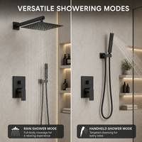 Ensemble de douche AMAXO anti-traces de doigts noir mat, système de douche encastré, adapté aux hôtels et aux villas