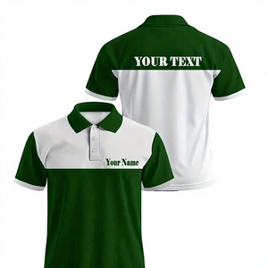 Custom Green White Men's Polo Shirt Breathable Cotton <b>Waterproof</b> Windproof Short Sleeve <b>Work</b> Fashion Silk Screen Printing OEM - Product Image 1