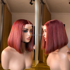 <span class=keywords><strong>Intense</strong></span> cuivre rouge Double dessiné os droite Bob perruque sans colle 2x6 HD dentelle fermeture brut vietnamien cheveux humains dentelle frontale perruque - Product Image 1
