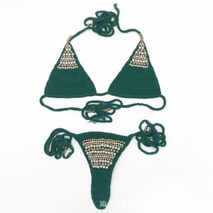 Conjunto de Bikini de Dos Piezas con Cuello en V Hecho a Mano, Mini Bikini de Tiras, Traje de Baño Deportivo para Mujer - Product Image 4