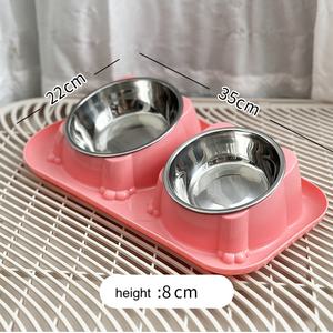 Double <span class=keywords><strong>Dog</strong></span> Água e Comida Tigelas Tigelas de aço inoxidável com resina antiderrapante Estação Pet Alimentador Tigelas para Cachorro Médio Cães Gatos - Product Image 4