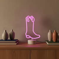 Enseigne néon LED USB à piles en forme de botte de cowboy, couleur unique, en PVC, pour décorations intérieures, chambre ou bureau