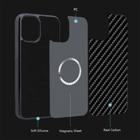 Coque en fibre de carbone véritable pour Iphone 16 15 14 13 12 11 Plus Pro Max Magnetic Wireless Charging Phone Cover