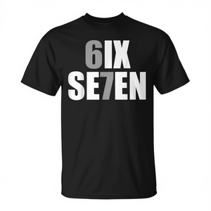 Six Seven 6 7 Meme T-Shirt noir unisexe taille adulte moyenne - Product Image 2