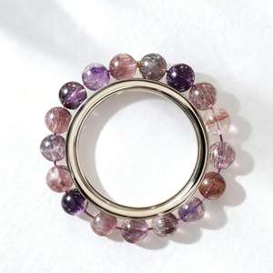 Bracelet authentique en cristal Super Seven, énergie <span class=keywords><strong>quantique</strong></span> cosmique, perles extensibles, pierre rare de méditation et de guérison, pierre de la mélodie - Product Image 2