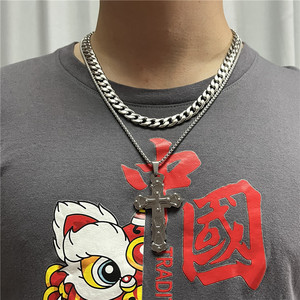 Men's Stainless Steel <b>Cross</b> Pendant Necklace Geometric Design Punk Style Gift 12082 - Product Image 3