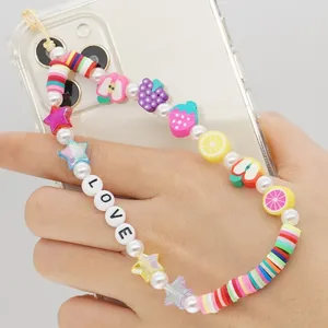 New Product Rainbow Mobile Phone Straps Wholesale Seed Beads Mobile Phone Chain