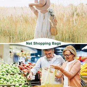 1-Pack Cotton <b>Mesh</b> Bag, Reusable Washable <b>Mesh</b> <b>Net</b> String Grocery Bag with Short Handle, Portable <b>Net</b> Tote for Fruit&Vegetables - Product Image 6