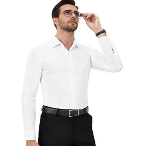 เสื้อเชิ้ตผู้ชายสไตล์วินเทจสีขาวสำหรับธุรกิจ ทรงเข้ารูป ไม่ต้องรีด ผ้าป๊อปลิน แห้งเร็ว กันยับ กันหด สำหรับฤดูใบไม้ผลิ เหมาะสำหรับงานอสังหาริมทรัพย์ - Product Image 1