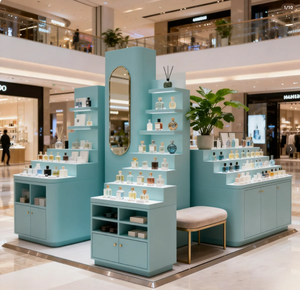 <span class=keywords><strong>Kiosque</strong></span> d'exposition de parfums sur mesure pour centre commercial |   Stand de présentation pour huiles parfumées et cosmétiques, solution clé en main tout-en-un - Product Image 1