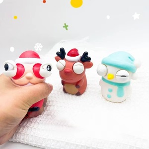 Jouet Squishy en TPR de Noël, Bonhomme de neige, Père Noël, Renne, avec yeux qui sortent, dessin animé, super anti-stress, jouet à presser en caoutchouc - Product Image 1