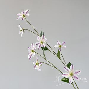 Bouquet de fleurs artificielles en soie Huashengkai, clematis, haute simulation, décoration pour mariage et maison - Product Image 4