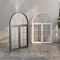 Ventana abatible de hierro Retro francés, marco de aleación de aluminio, Metal de hierro arqueado de piso a techo para restaurante, estudio, iluminación de ático