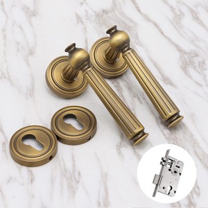 विंटेज प्राचीन एल्यूमीनियम मिश्र धातु हैंडल लीवर लॉक इंटीरियर लकड़ी का दरवाजा चुंबकीय लच - Product Image 1