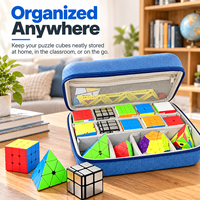Tas Organizer Speed Cube Anti Benturan dari EVA dengan Ritsleting, Ruang Dalam yang Dapat Disesuaikan untuk Penyimpanan Mainan Puzzle dan Penggunaan Kompetisi