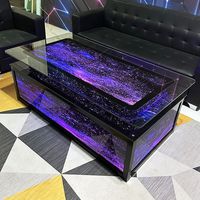 Table de bar de luxe commerciale moderne en verre et métal avec éclairage LED lumineux, tables de bar à cocktails LED, meubles de table de nuit scintillants