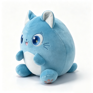 Peluche chat bleu moelleux et personnalisable avec de grands yeux, adorable peluche chat ronde pour enfants et adolescents - Product Image 5