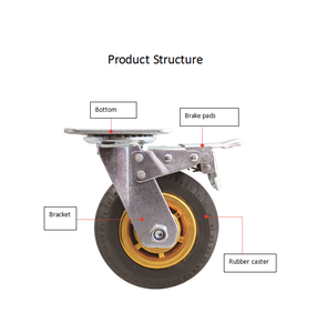 Ruedas Giratorias de Alta Resistencia con Recubrimiento Dorado, 5 Ruedas de Goma, Capacidad de Carga de 330 kg, Freno Industrial con Bloqueo y Protectores de Rosca - Product Image 1