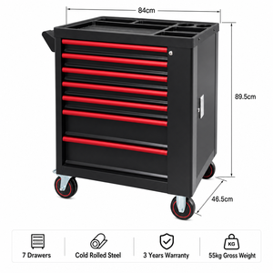 Carrito de Herramientas de 7 Cajones con Juego Completo de Herramientas, Gabinete de Herramientas Rodante de Alta Resistencia para Reparación de Automóviles - Product Image 3