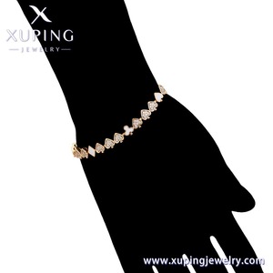 X001036545 <span class=keywords><strong>XUPING</strong></span> Pulsera de moda chapada en oro de 18K para mujer, brazalete de cobre ecológico con dijes de tenis y corazón de diamante, regalo diario - Product Image 2