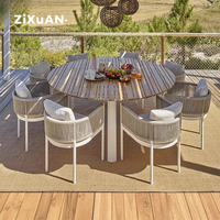 Chaises de jardin d'hôtel, mobilier de patio extérieur en rotin, ensemble table et chaises de salle à manger pour 6 personnes, chaise moderne, tabouret de bistrot
