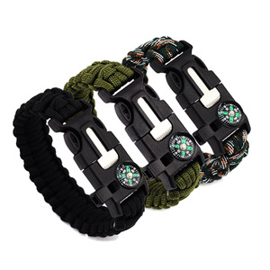Nhà Máy Bán Buôn Multitool OEM Rope Survival Vòng Đeo Tay Với Đá Lửa Khởi Động Còi La Bàn Khóa Kit Cho Đi Bộ Đường Dài Cắm Trại - Product Image 3