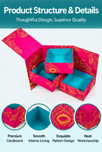 Coffret Cadeau Rouge Vif et Bleu avec Compartiments Superposés, Doublure Lisse, Couleurs Personnalisées, Logo et Taille sur Mesure pour Bijoux et Accessoires - Product Image 6