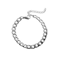 Bracelets pour hommes en acier inoxydable, chaîne à maillons cubains, couleur argent, bracelet noir or, bijoux pour hommes et femmes, cadeau