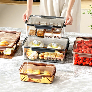 Boîte de rangement en plastique pour réfrigérateur, conteneur alimentaire de cuisine, boîte bento avec couvercle hermétique, style japonais, fermeture à clipser, qualité alimentaire pour la maison - Product Image 2