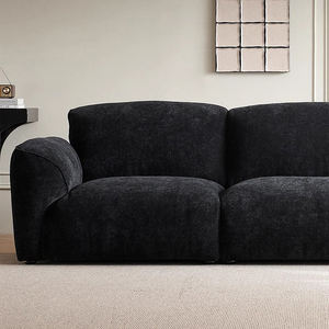 Ensemble de canapé modulaire pour salon en tissu chenille à pétales modernes, rembourrage en duvet, gris foncé avec pieds en acier inoxydable - Product Image 4