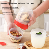 Conteneur de stockage alimentaire moderne en plastique écologique réutilisable et portable avec couvercle pour le petit-déjeuner, les fruits et les légumes