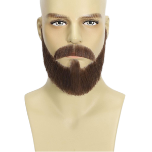 Realistico nero fatto a mano capelli umani morbidi invisibile Mesh baffi per la barba di dimensioni maggiori Look per costumi e feste - Product Image 6