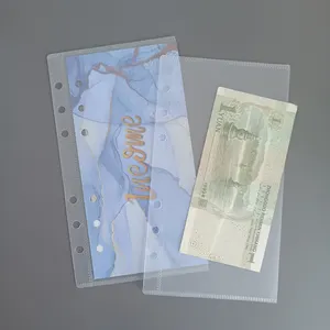 定制印刷低最小起订量磨砂PP A9 A7 A6无拉链透明口袋现金填充信封挑战透明信封