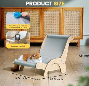 Hamaca de Bambú y Madera para Perros y Gatos, Alfombra Autorefrigerante, Diseño Elevado Desmontable, Funda Lavable Extraíble para Uso en Interiores/Exteriores - Product Image 5